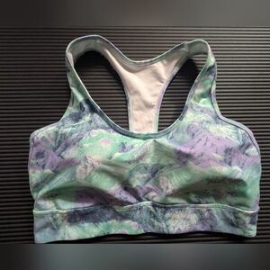Cycle House New Print Midline Racerback Sports Bra Women's XL Lavender Mint